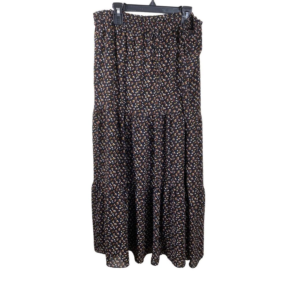 Madewell Women's Floral Tiered Lined Hippie Gypsy Maxi Skirt Size XL